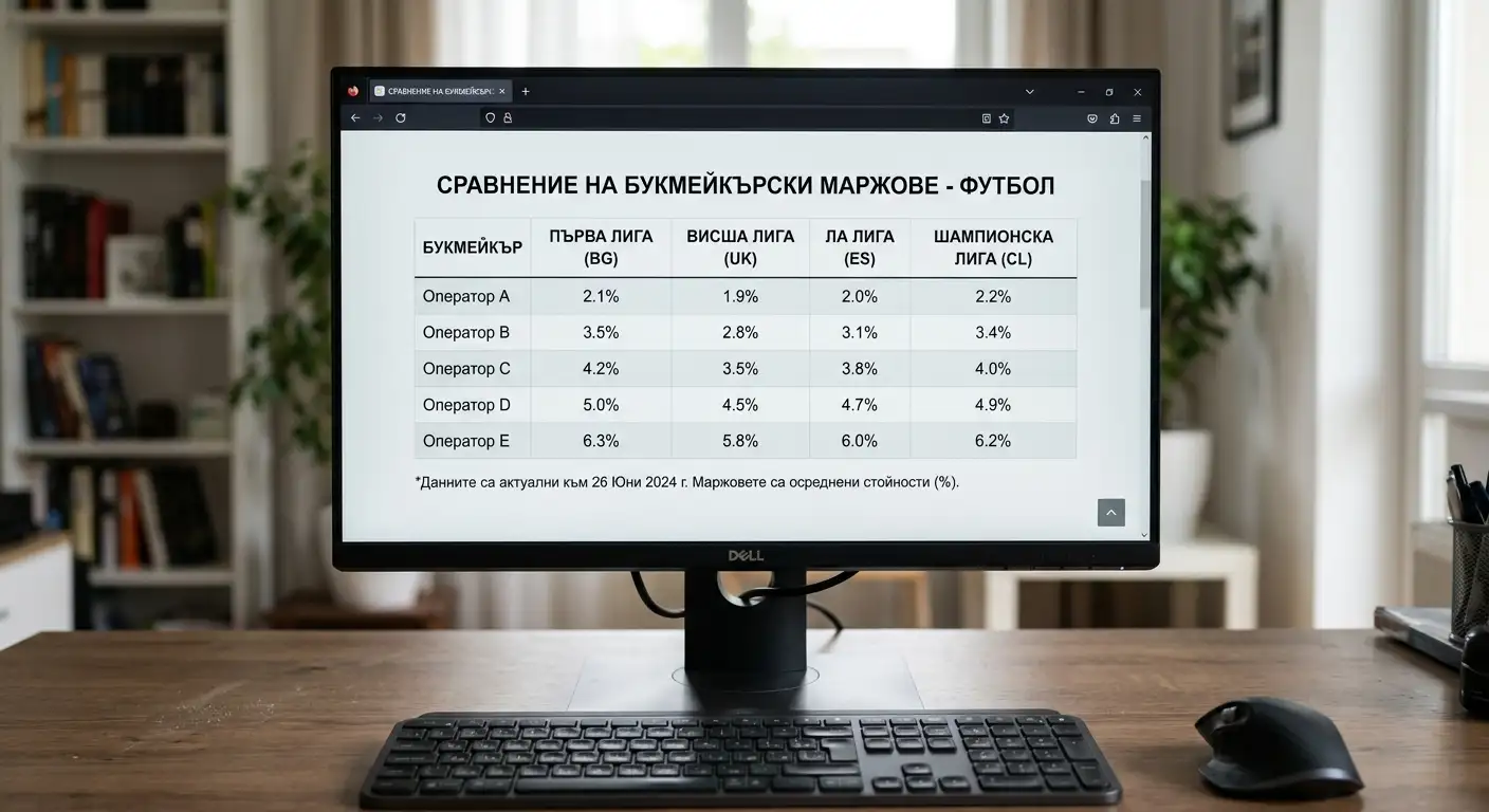 Сравнителна таблица на маржове на коефициенти при няколко лицензирани оператори