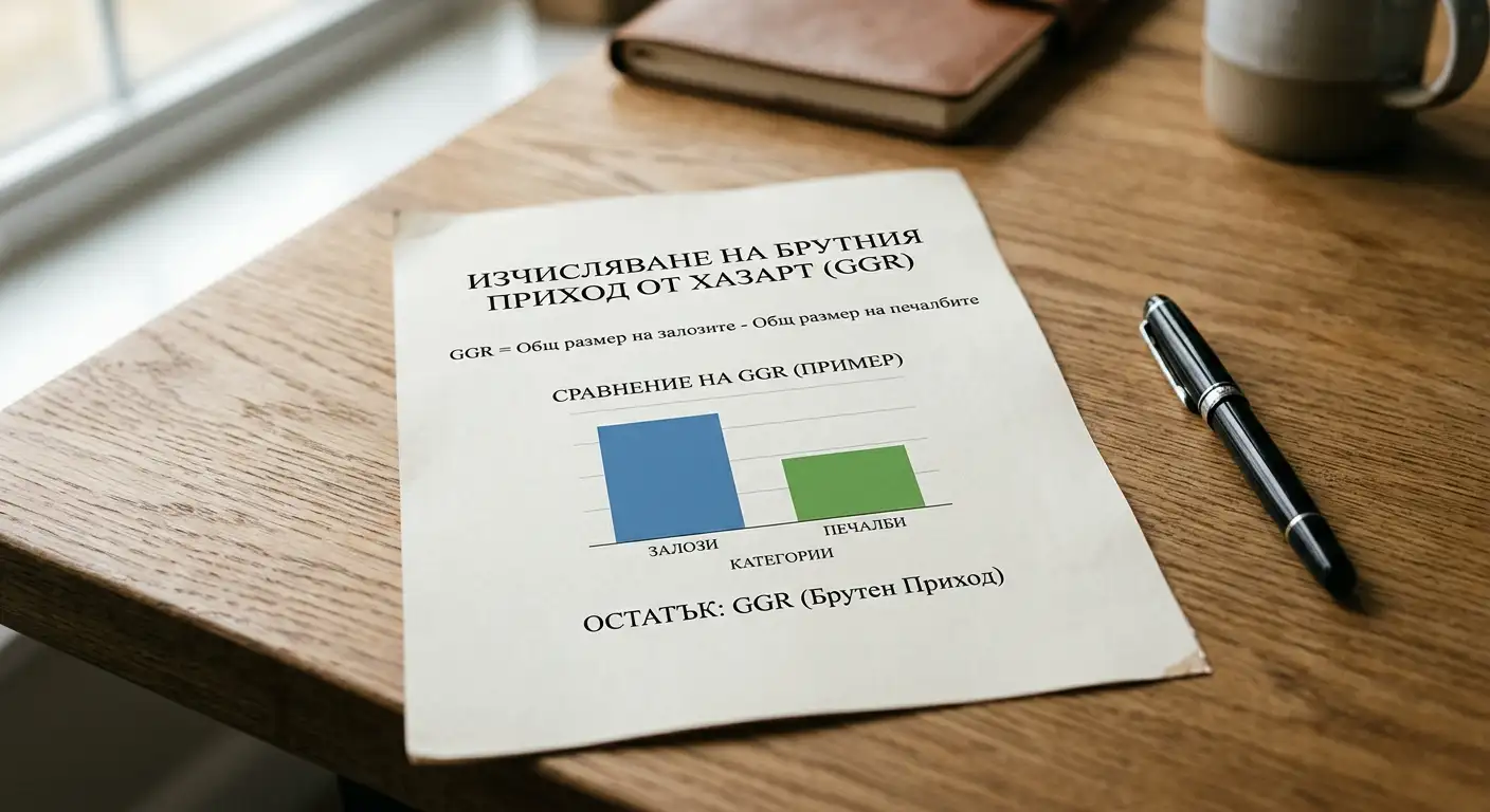 Бизнес документ показва изчисление на GGR на онлайн оператор за залагане