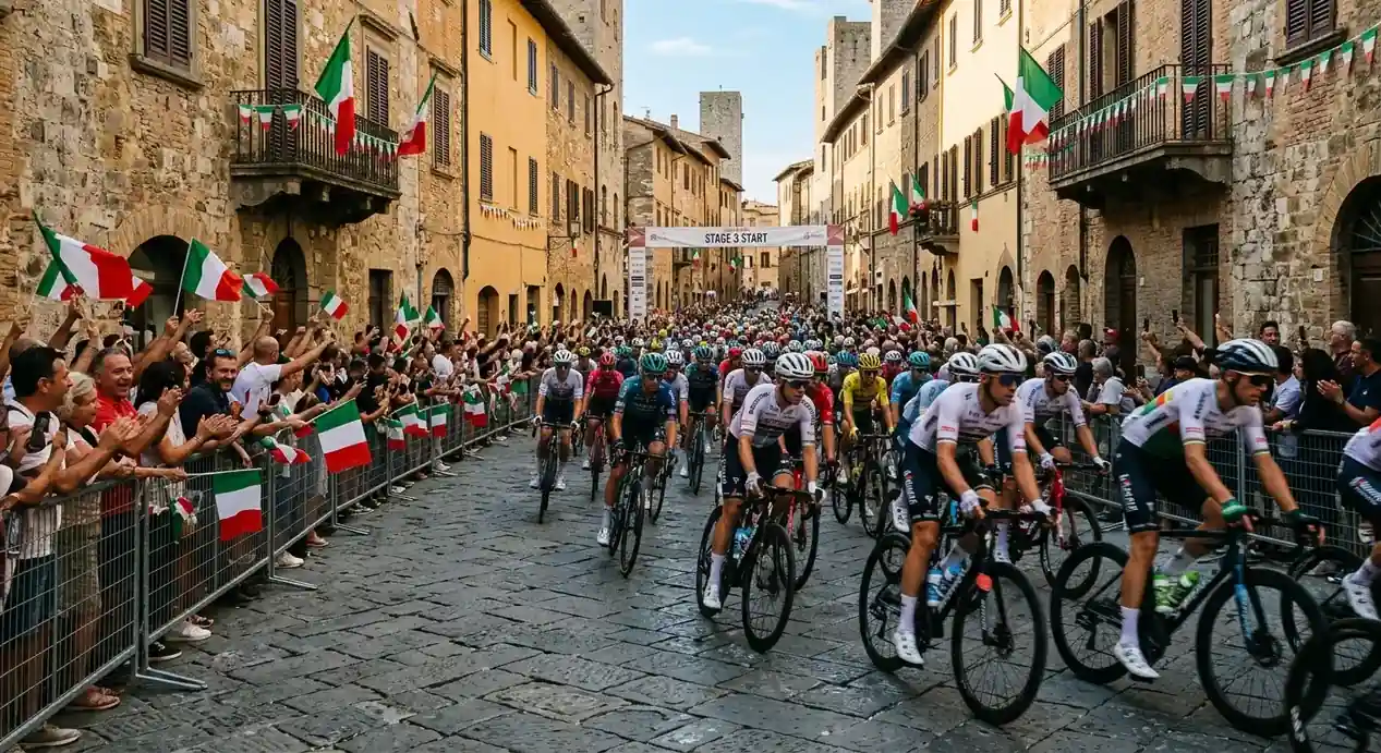 Старт на етап от Giro d'Italia в италианско историческо градче
