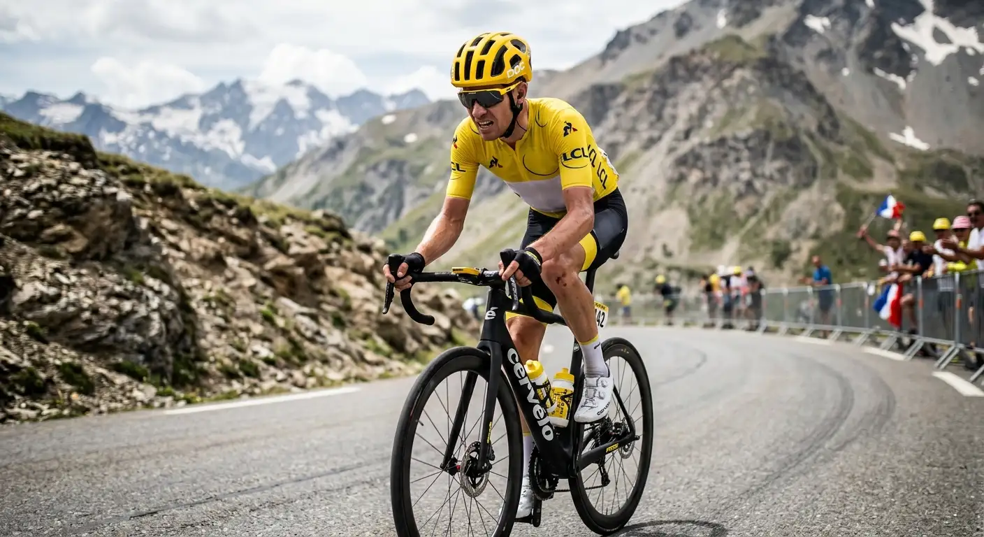 Лидер с жълтата фланелка по време на планински етап на Tour de France