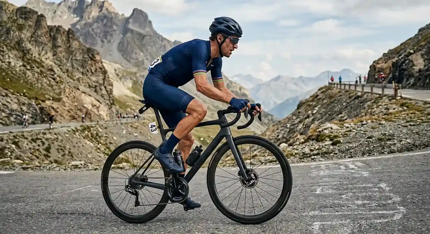 Колоездач от Visma-Lease a Bike катери на високопланински етап
