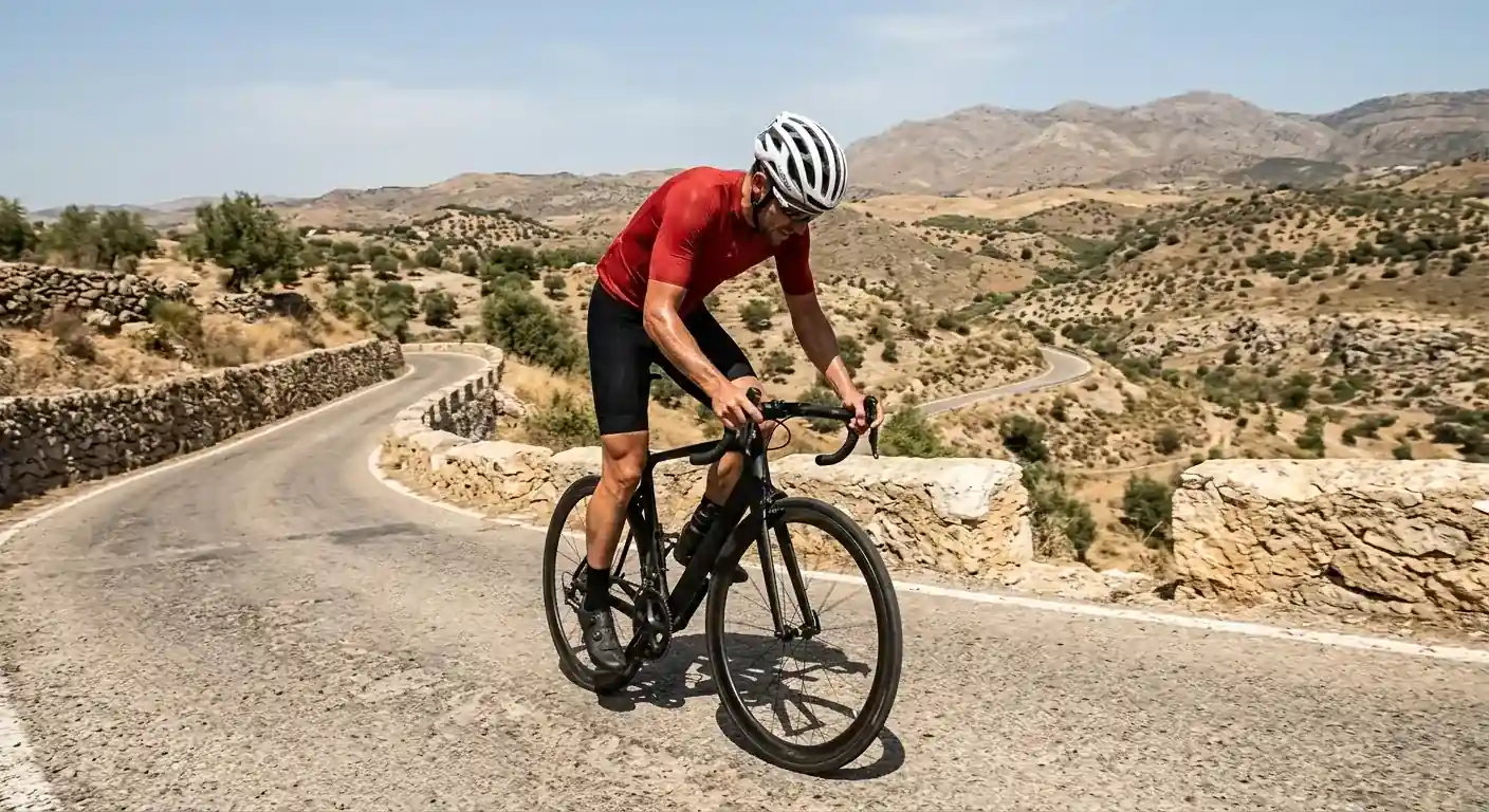 Колоездач атакува на стенен испански финиш в Vuelta a España под жегата на късното лято
